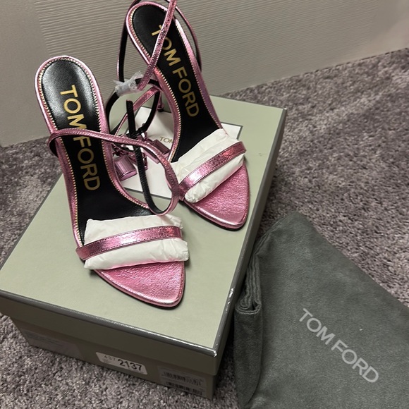 Tom Ford | Shoes | Tom Ford Lock Metallic Ankle Strap Heels | Poshmark